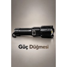 Royaleks Dijital Göstergeli LED El Feneri Type C Şarjlı Teleskopik Zoom Özellikli