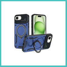 Ny Joy iPhone 16E Uyumlu Kılıf Joy Lens Standlı Kapak - Lacivert Nyjoybz
