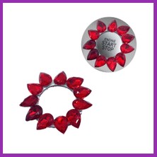 Salmore Kristal Damla Taşlı Start Stop Düğme Halkası Kırmızı Bty