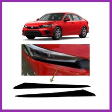 Salmore Honda Civic Fe1 2022 ve Sonrası Far Altı Kaşı Çıtası Piyano Black 2 Parça Bty