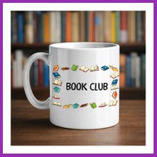 Salmore Book Club Yazılı Kupa Model 244 Kitap Temalı Renkli Baskılı Seramik Kahve Kupası Bty