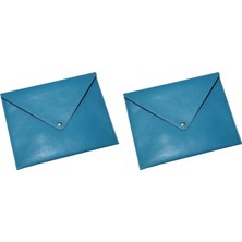 Happy Trend Pu Deri A5 Küçük Boy Dosya Klasörü Belge Tutucu Su Geçirmez Portföy Zarf Dosya Klasör Kılıf A5 Çıtçıtlı Dosya 19,5X24,7 cm - Turkuaz