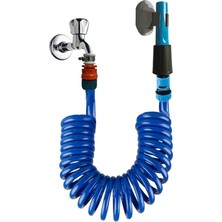 Happy Trend Spiral Sulama&yıkama Hortumu ve Ayarlı Lans Seti Mavi (Plastic, 5 Metre)
