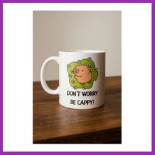 Salmore Don’t Worry Be Cappy Tasarım Kupa Model 231 Sevimli Kapibara Baskılı Seramik Kahve Kupası Bty