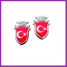 Salmore Türk Bayraklı Arma Damla Etiket Kırmızı 2'li Bty