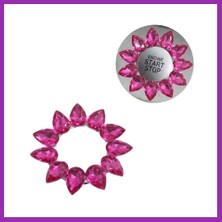 Salmore Kristal Damla Taşlı Start Stop Düğme Halkası Pembe Bty