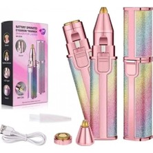 Ototechparca Simli Iki Başlıklı Yüz Kaş Bıyık Tüy Temizleme Makinesi USB Şarjlı Işıklı Mini Bakım