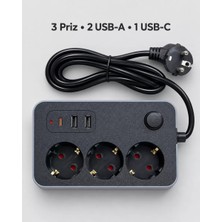 Midas Toptan Home Ev ve Ofis Kullanımına Uygun USB ve Type C Şarj Çıkışlı Akım Korumalı Çoklu Priz
