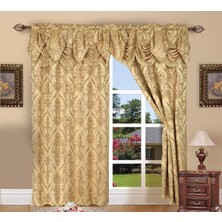 Elegant Comfort Penelopie Jakar Görünümlü Perdeler, 137 x 213 Cm, Altın Rengi, 2 Adet