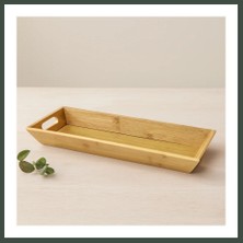 Bezos Bambu Ahşap Sunum Tepsisi 16X40X4 cm Çift Kulplu Nhr