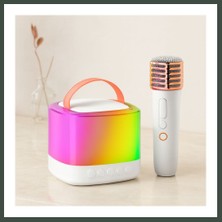 Bezos Kablosuz Mikrofonlu Karaoke Hoparlör (Bluetooth, Beyaz, USB Şarjlı) Nhr