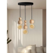 EFLIGHTDESIGN Detaylı Modern Bohem Rustik Sarkıt Avize Şık ve Doğal Tasarım Salon Oturma Odası (Siyah )