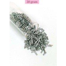 Bin1çeşit Uzun Boru Kesme Boncuk Çap 2mm Uzunluk 10 mm - 20 Gram - Desenli Gümüş - BNC244