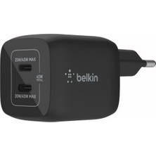 Belkin Çift Usb-C Duvar Şarj Cihazı 45W, iPhone 14, 13, 12, Pro, Pro , iPad Pro 12.9, 11, Macbook, S
