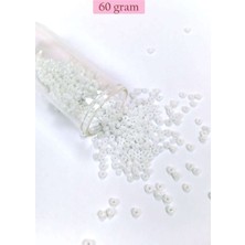 Bin1çeşit Dökme Cam Kum Boncuk (8/0) 3 mm - 60 Gram - Inci Beyaz - BNC186