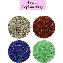 Bin1çeşit Dökme Cam Kum Boncuk (8/0) 3 mm - 4 Renk - Toplam 80 Gram - BNC417