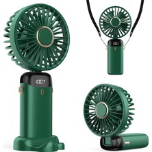 Refluxe Taşınabilir USB Vantilatör, 4200MAH Şarjlı El Tipi Fan, LED Ekranlı, 3'ü 1 Arada El/boyun/masa Fanı, Yaz, Ofis, Seyahat Için, Kadınlar, Kızlar ve Çocuklara Hediye (Yeşil)