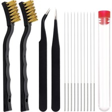 Kıtanıs 3D Yazıcı Başlığı Temizleme Seti, Fırçalı, 10 Adet 0,4 mm Temizleme Iğnesi, 2 Tip Sofistike Cımbız ve 2 Adet Cooper ve Paslanmaz Tel Temizleme Fırçası