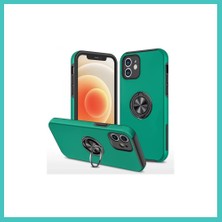 Ny Joy iPhone 12 Uyumlu Kılıf Elit Yüzüklü Kapak - Yeşil Nyjoybz