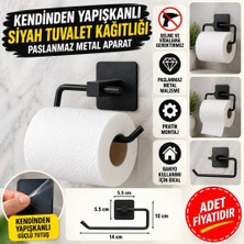 Psk Kendiliğinden Yapışkanlı Siyah Paslanmaz Metal Kapaksız Tuvalet Kağıtlığı Aparatı (Adet Fiyatıdır)