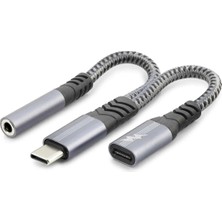 Ytm Type-C To 3.5 mm + Type-C Araç Şarj Ayırıcı Kablo - Siyah GJ-018