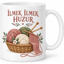 Bin1çeşit Ilmek Ilmek Huzur Örgü ve Yumak Tasarımlı Porselen Kupa - Model 263