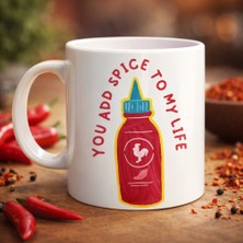 Bin1çeşit You Add Spice To My Life Yazılı Eğlenceli Porselen Kupa Model 16 - Sevgiliye Arkadaşa Özel Hediye Fincan