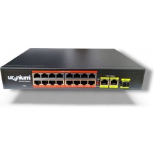 Uranium Uranıum POE-1621SFP-200W 16 Port 10/100+2XGIGABIT RJ45+1XSFP Uplınk 250 Metre Poe Rackmount Swıtch (Realtek Chıpset) Bzoshb