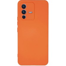 Toptan Budur Vivo V23 5g Kılıf Nano Içi Kadife Silikon - Turuncu