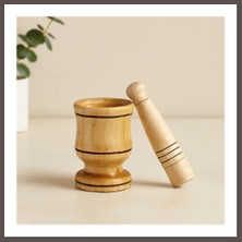 Ecotrend Küçük Ahşap Havan (Sarımsak Dövecek) 6X4X8.8 cm ECO123
