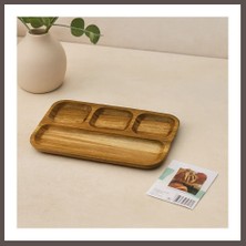 Ecotrend Akasya Ahşap Sunum Tepsisi 4 Bölmeli 25X14 cm ECO123