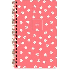 Str Store Sert Kapak Çizgili Spiralli Çiçek Defter Minik Papatya 13X21