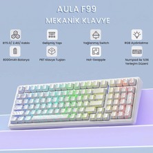Str Store F99 Mekanik Rgb Star Vector Switch 3 Modlu Kablosuz Makrolu Hot Swap Klavye Desenli Beyaz