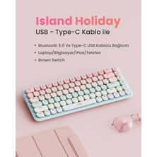 Str Store Fun+ Renkli Tuşlu Aydınlatmalı Brown Switch Mekanik Bluetooth Kablosuz Türkçe Q Klavye, 90843TR