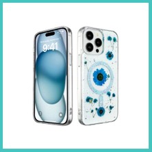 Ny Joy iPhone 15 Pro Max Uyumlu Kılıf Daisy Simli Magsafe Kapak - Mavi Nyjoybz