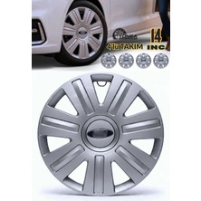 YONGA OTO AKSESUAR Ford Fiesta Uyumlu 14 Inç Jant Kapağı 4'lü Set Gümüş + 4 Amblem + 8 Cırt Kelepçe