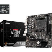 MSI Msı A520M-A Pro Ddr4 4600MHZ 1xhdmı 1xdvı 1xm.2 USB 3.2 Matx Am4 (Amd Am4 5000/4000/3000 Serileri Ile Uyumlu) SHN0720