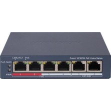 Hikvision Hıkvısıon DS-3E1106P-EI/M 4 Port 10/100 + 2 Port 10/100 Uplınk 45W 300 Metre Poe Cloud Yönetilebilir Swıtch MBT06