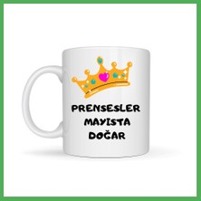 Astraltech Prensesler Mayısta Doğar Yazılı Kupa Model 249 Taç Tasarımlı Mayıs Ayı Doğum Günü Temalı Seramik Kahve Kupası Bezoss
