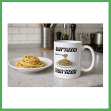 Astraltech Eat Pasta Run Fasta Yazılı Kupa Model 209 Makarna Temalı Komik Tasarım Seramik Kahve Kupası Bezoss