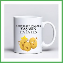 Astraltech Kahrolsun Pilates Yaşasın Patates Komik Tasarım Kupa Model 229 Eğlenceli Baskılı Seramik Kahve Kupası Bezoss