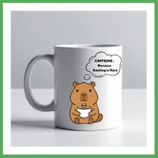 Astraltech Caffeine Because Adulting Is Hard Yazılı Kupa Model 207 Komik Tasarım Seramik Kahve Kupası Hediye Seçeneği Bezoss