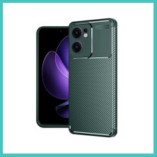Ny Joy Reno 13F Uyumlu Kılıf Auto Focus Karbon Kapak - Koyu Yeşil Nyjoybz