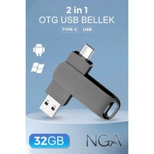 NGA 32GB Kapasiteli Otg Flash Bellek Type-C Metal USB Bellek - Telefon Pc Uyumlu