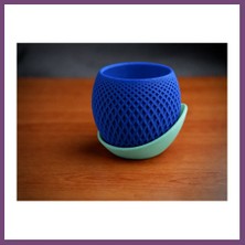 Bezos 3D Baskı Küre Saksı - Kafes Dokulu Iki Parçalı Dekoratif Saksı - Mavi-Mint Gambera1
