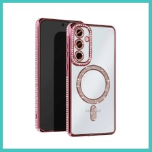 Ny Joy Samsung Galaxy A56 Uyumlu Joke Simli Magneticsafe Kılıf - Pembe Nyjoybz