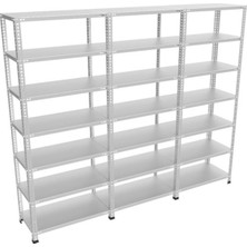 Çelik Raf Burada ® 31x225x150 7 Katlı 3 Lü Bitişik Galvaniz Raf  Dx51 Kalite