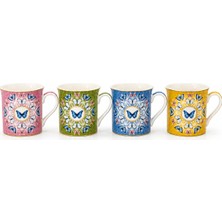 Easy Life Collection's Spring Parade 4’lü Fine China Porselen Kulplu Bardak Seti - 300 ml