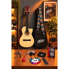 Midex CG-395NT Natural Renk Kesik Klasik Gitar 4/4 Yetişkin Boy Sap Ayarlı Full Set