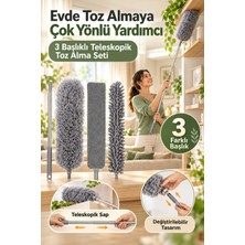 Mucit Home Teleskopik 3'lü Mop Toz Alma Püskülü Çok Fonksiyonlu Temizlik Seti